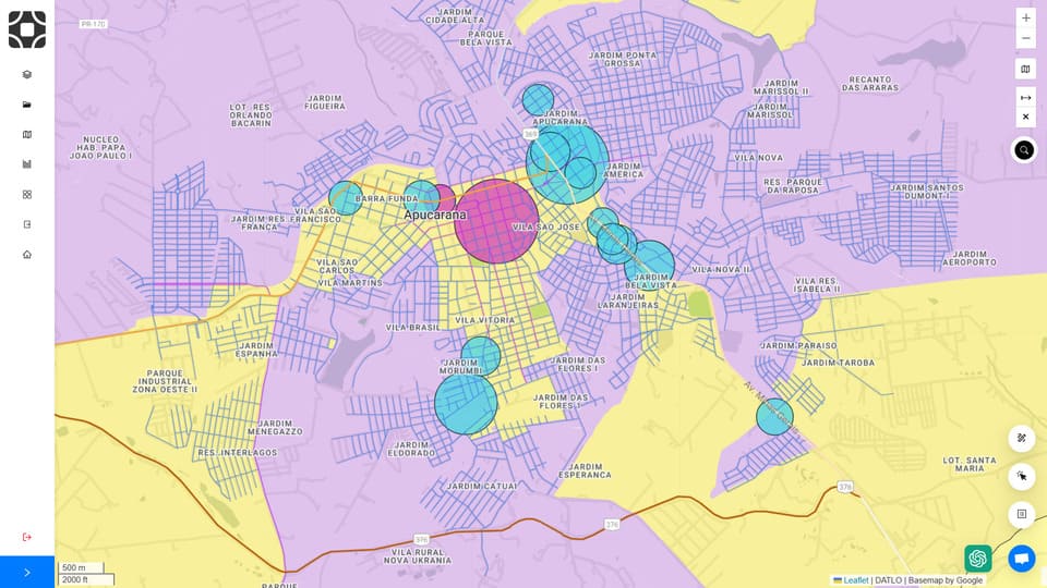Análise da Plataforma da Datlo, tratando sobre analise de ponto comerciais voltado a área automotiva na cidade de Apucarana.