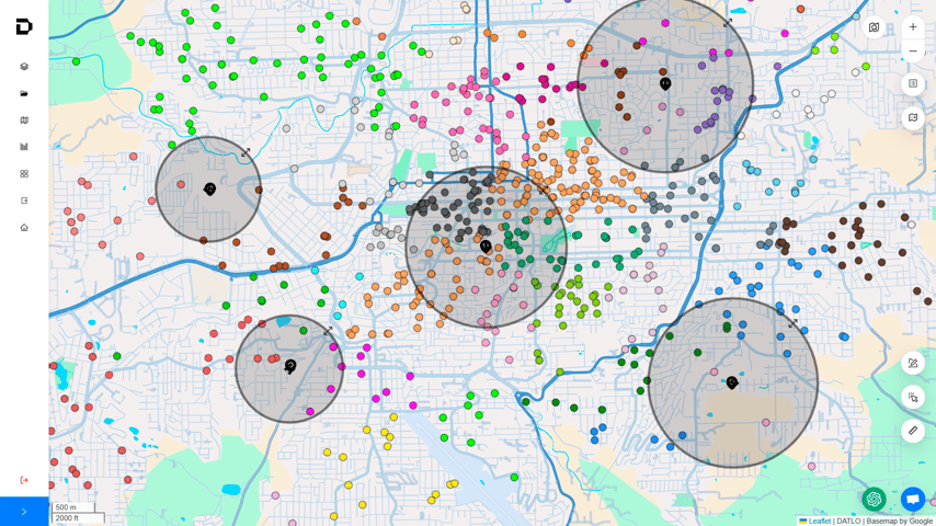 Análise de ponto comercial em mapa com dados de geomarketing